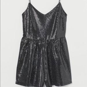 Sequined romper in glittery jersey from H & M size small